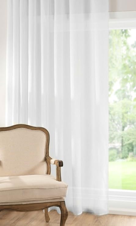 Showpiece Curtains And Voiles Linen Look Plain Voile Panel Pure