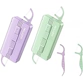 Hueyton Portable Travel Dental Floss Case, Reusable Floss Dispenser Mint Flavor Fresh Floss Picks Strong Cleaning Dental Floss Perfect for Dinners,Dating,Travel (10 Picks Each Box)