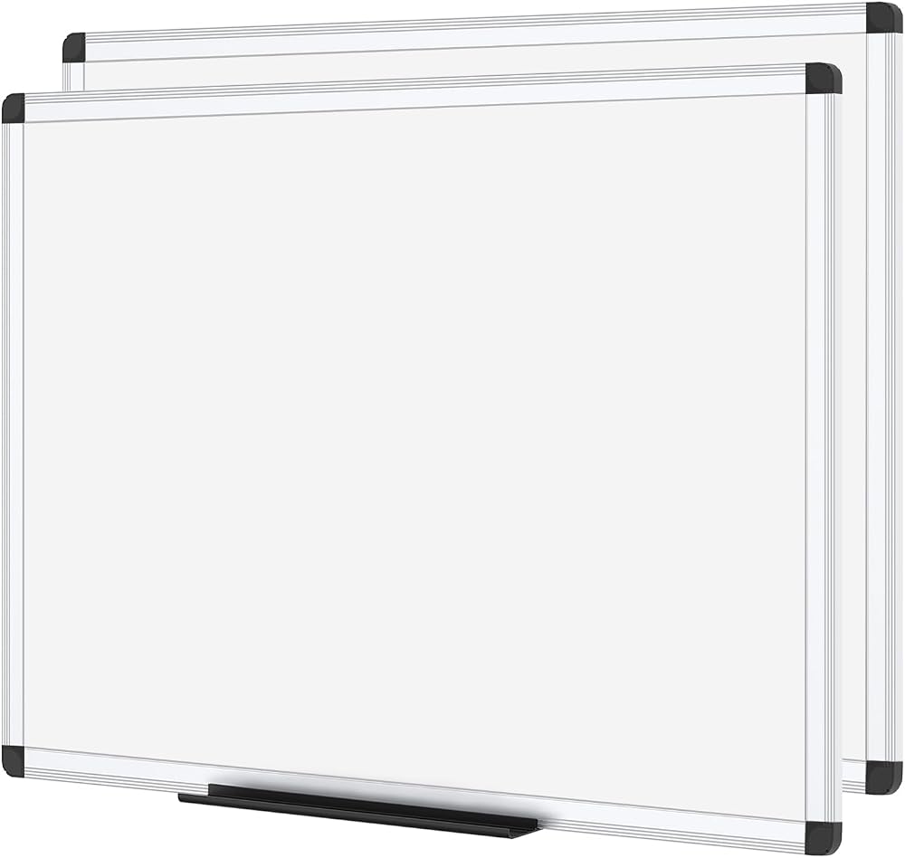 VIZ-PRO Whiteboard 110 x 75 cm 2 Pack with Frame and Pentray
