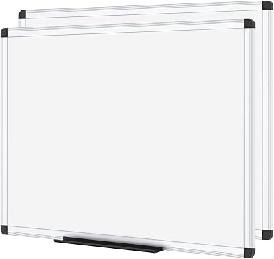 VIZ-PRO Whiteboard 110 x 75 cm 2 Pack with Frame and Pentray