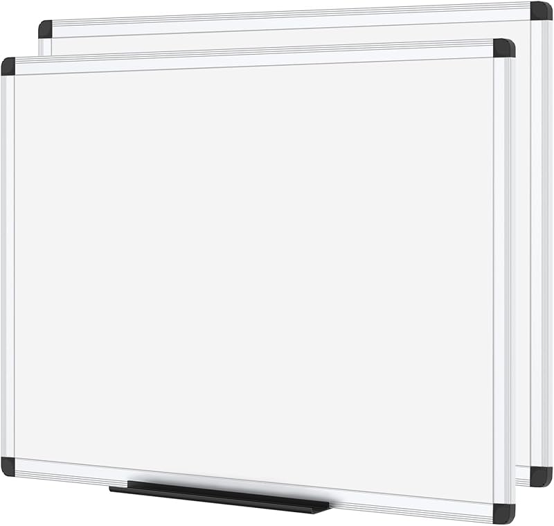 VIZ-PRO Whiteboard 110 x 75 cm 2 Pack with Frame and Pentray