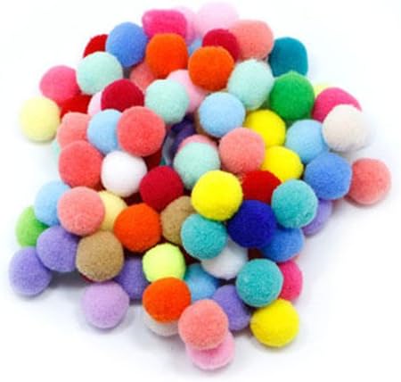 MEXUD-100PCS Assorted Fluffy Pom Poms Childrens DIY Crafts Pompoms Ball 10-30mm (Diameter：2cm)