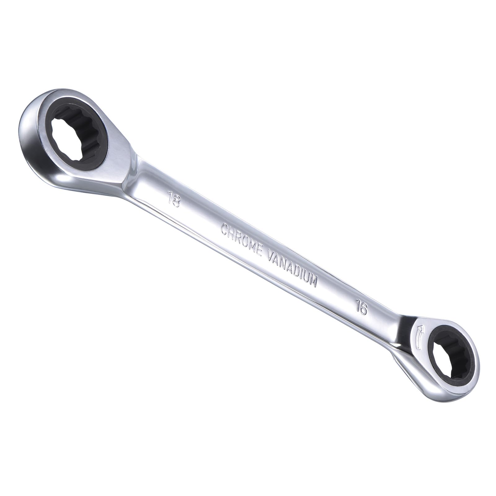 CoCud Double Box End Reversible Ratcheting Wrench, Metric 16 by 18mm Box End Size 72-Teeth, Cr-V Ratchet Spanner - (Applications: for Repairs)