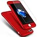 iPhone 7 Plus Case/iPhone 8 Plus Case, AnsTOP Thin Exact-Fit 360 Full Body Case Coverage Protective Dual Layer iPhone Hard Case with Tempered Glass Screen Protector for iPhone 7 Plus, 8 Plus(Red)