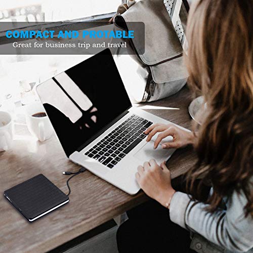 Rioddas External CD Drive Type C USB 3.0 Portable CD DVD +/-RW Drive Slim DVD/CD ROM Rewriter Burner Writer Compatible with Laptop Desktop PC Windows Linux OS Apple Mac (Soccer-typc)