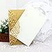 NATURE WORSHIP 50-Pcs Exquisite Carving Wedding Invitation Kits with Silk Ribbon, Gold