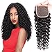 JOYFUL QUEEN 18 Inch 4x4 Brazilian Deep Wave Lace Closure Human Hair Free Part 8A Pre Plucked Lace Closure 100% Brazilian Virgin Hair Curly Lace Closure Natural Color