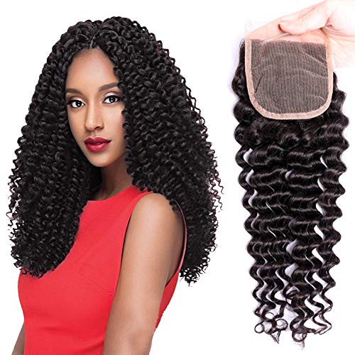 JOYFUL QUEEN 14 Inch 4×4 Brazilian Deep Wave Lace Closure Human Hair Free Part 8A Pre Plucked Lace Closure 100% Brazilian Virgin Hair Curly Lace Closure Natural Color JOYFUL QUEEN 14 Inch 4×4 Brazilian Deep Wave Lace Closure Human Hair Free Part 8A Pre Plucked Lace Closure 100% Brazilian Virgin Hair Curly Lace Closure Natural Color