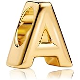 NUNUYAYA Charms 925 Sterling Silver Gold Letter Dangle Pendant with 5A Cubic fit for Charm Bracelet for Woman Mother's Day Christmas Birthday Gift