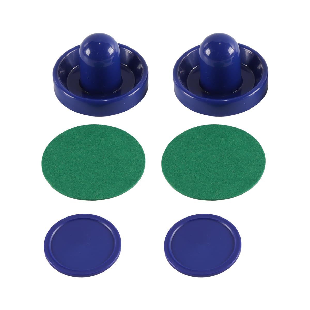 Durlo Standard Air Hockey Sets, 2 Pcs 96mm Air Hockey Table Felt Pusher with Pad and 4Pcs 64mm Pucks For Game Table (Blue)
