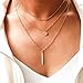 Tgirls Simple Metal Bar Necklace with Pendant for Women and Girls XL-35 (Gold)