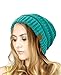 NYfashion101 Exclusive Unisex Two Tone Warm Cable Knit Thick Slouch Beanie Cap, 2 Tone Mint