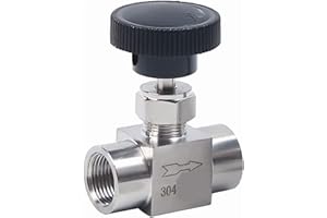 ThsGivingStore 1/8 1/4 3/8 1/2 Inch NPT Valves 304 Stainless Steel NPT Female Needle for Valve Flow Control Water Gas Oil (NPT 1/2)