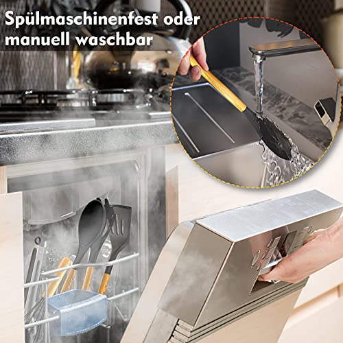 10 Stück Silikon Küchenhelfer Set, Hitzebeständig Küchenutensilien BPA Antihaft Hitzebeständiger Holzgriff Schaber Silikonspatel Set Küchenbackwerkzeuge (Schwarz)