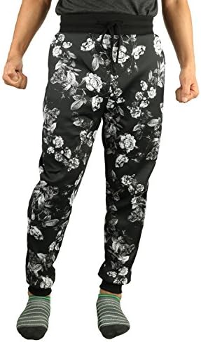 ARMSTCE Threads Classic Silent Floral Print Jogger Pants - Black, Medium