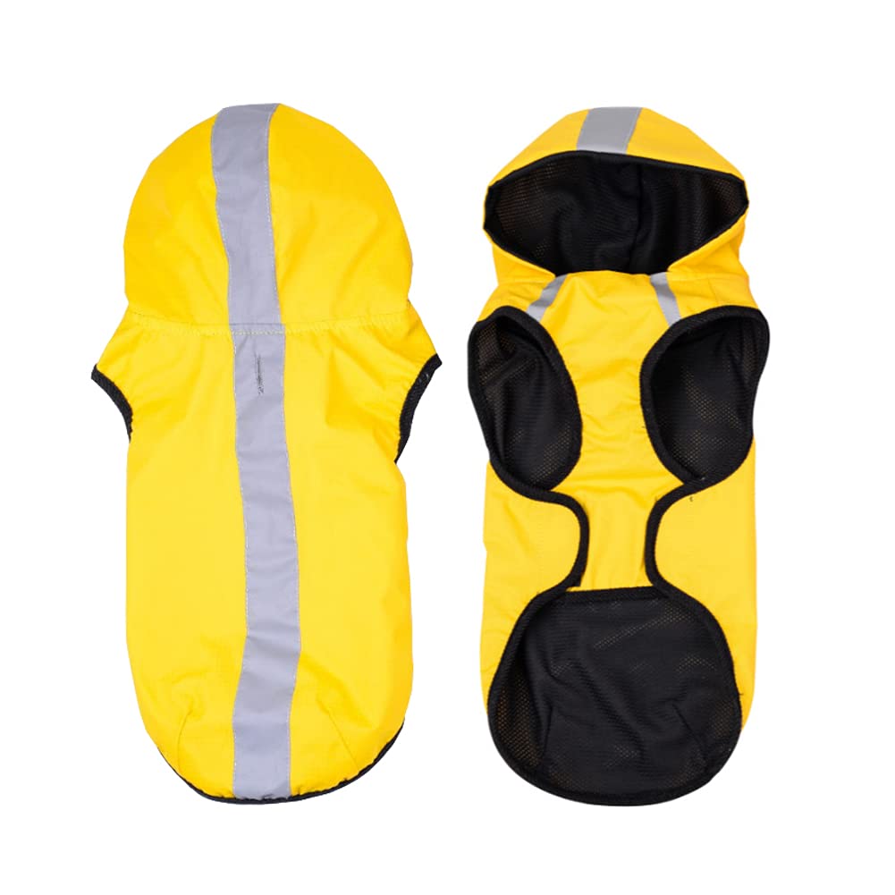PETSYARDS Dog Raincoat Waterproof Lightweight Rain Jacket Pet Poncho with Reflective Safety Strip & Leash Hole Dog Hoodie for Small Puppy Medium and Large Dogs Yellow XL