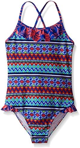 Raisins Girls Big Girls' Flower Riot Sweet Tart One Piece Swimsuit, Blue, 14