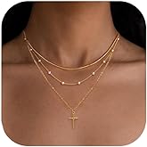 Robaice Layered Necklaces for Women,14K Gold Plated Twist Circle Pendant Dainty Paperclip Chain Necklace Stack Trendy Layering Stackable Chain Choker Set Minimalist Gold Jewelry Gift for Women
