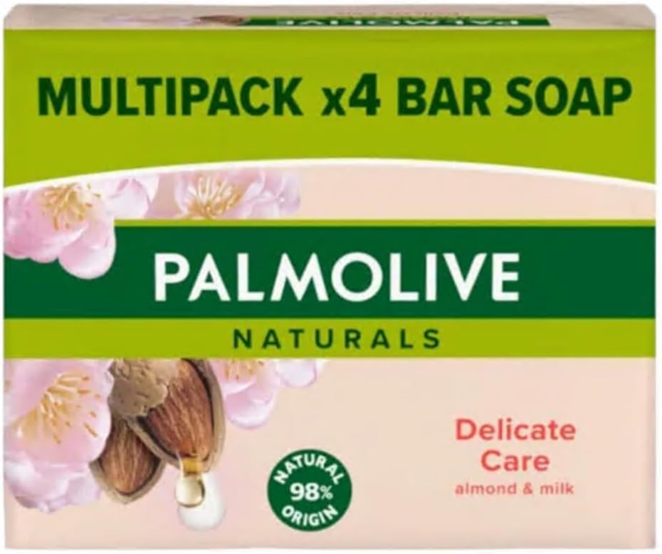 Almond Milk Soap Bars 4x90g, Palmolive Natural, Sensitive, Vegan and Cruelty Free, For All Skin types