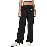 GEKCM Womens Wide Leg Sweatpants Casual Baggy Athletic Joggers with Pockets L Black