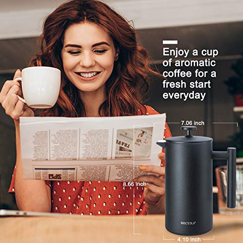 Secura French Press Coffee Maker, 304 Grade Stainless Steel Insulated