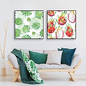 Floating Framed Canvas Wall Art for Living Room, Bedroom Green Plant Cactus Canvas Prints for Home Decoration Ready to Hang - 16"x16"x2 Panels