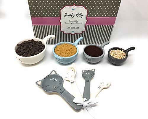 Cat Measuring Cups and Spoons Set by Simply Kitty. These Ceramic Cat Shaped Measuring Cups and Spoons are a Perfect Gift for Any Cat Lover!
