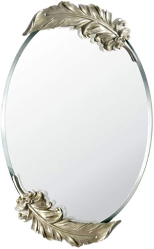 Pluma Redonda Espejo de Pared Jardín Europeo Baño Espejo Decorativo