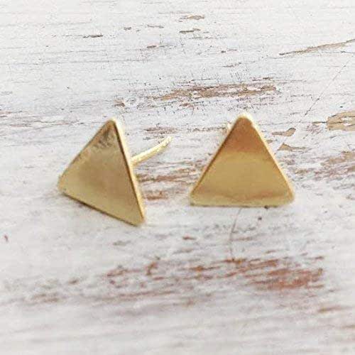 Gold Triangle Stud Earrings Handmade