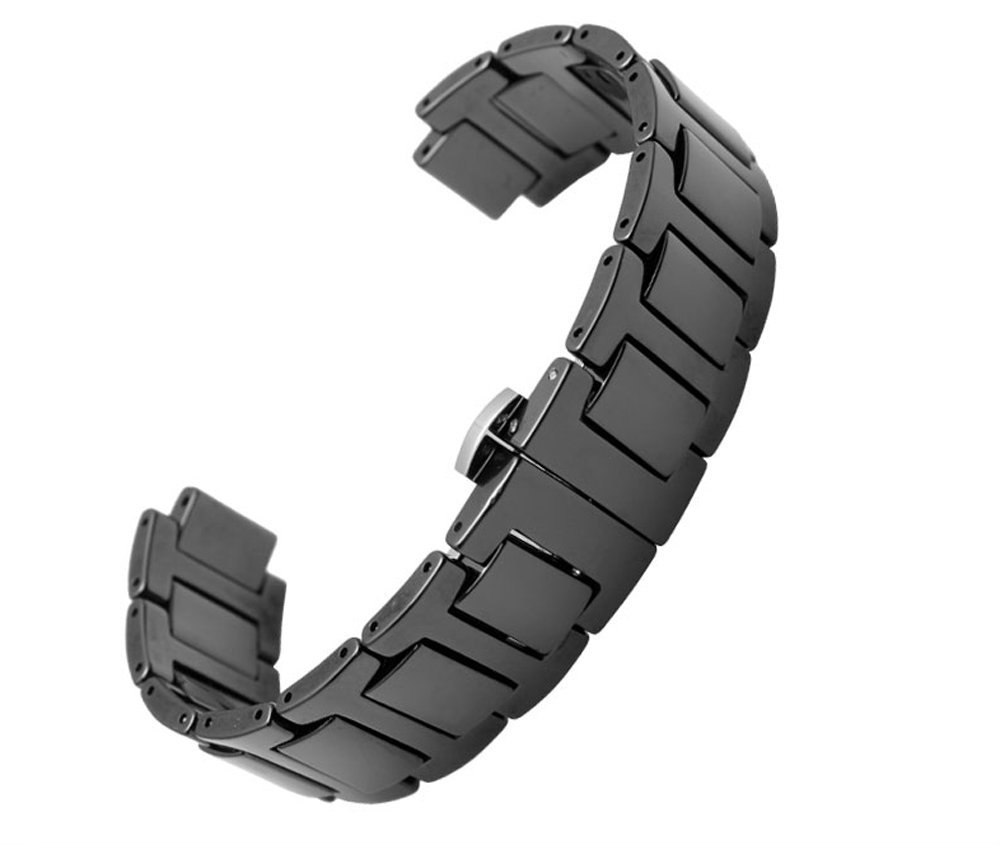 [Richie Strap]20mm Fit for Cartier Blue Balloon Men Watch Strap Band Ceramic Bracelet Black/White Ba