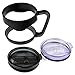 Stainless Steel Tumbler Handle Set with 2 Lids Clear & Grey(Smoke) - Quality Accessory with Safe and Anti-Slip Grip - Splash and Heat Resistant - for 30 Oz Yeti, RTIC, ORCA, Bold Steel, and others