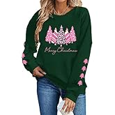 Christmas Sweaters for Women Merry Christmas Sweatshirt Crewneck Long Sleeve Xmas Tree Graphic Pullover Tops