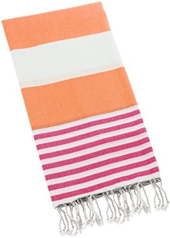 Swan Comfort 100% Cotton Pestemal Turkish Bath Towel, 39" x 70" - Orange - Pink