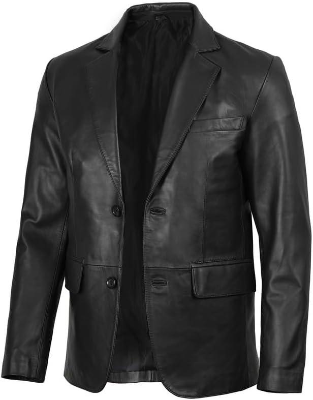 BGSD Men Benny 2-Button Distressed Cowhide Leather Blazer Sport 