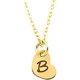 HotMixCold Personalized Tiny Heart Tag Necklace, Rose Gold or Silver or Gold Initial Pendant Necklace, Monogram Gift for Girlfriends, Mother or Sister Necklace Delicate Chain