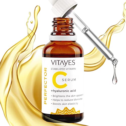 Vitayes Perfector Vitamin C Serum Mit Hyaluronsäure – Hochdosiertes Anti-Aging Serum Für Gesicht – Gegen Pigmentflecken, Falten &Amp; Hautunreinheiten – Vegan, 30 Ml