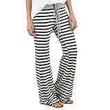 Women Pants,Haoricu Summer Women Stripe Prints Drawstring Wide Leg Pants Leggings