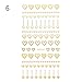 LEMOOC Gold 3D Nail Stickers Self Adhesive Nail Gems Lines Tape Strip Geometric Heart Nail Stickers for Valentine's Day Acrylic Nails Art Designer