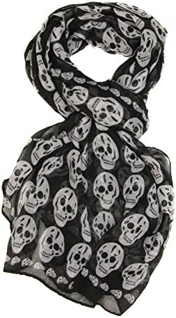 SKULL SCARF LONG SCARF GOTHIC VINTAGE FASHION SCARF LADIES SHAWL WRAP WIDE SCARF