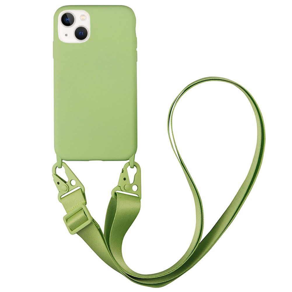 CQUUKOI Compatible with iPhone 12/12 Pro,Crossbody Phone Case with Lanyard Cute Soft Silicone Case with Adjustable Shoulder Strap Shockproof Protector Compatible with Women Girls Green