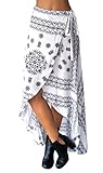 Doris Apparel Women's High-waisted Boho Asymmetrical Hem Tie up Maxi Wrap Skirt