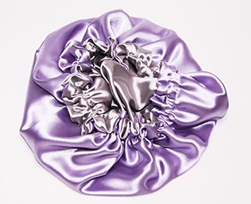 (XX-LARGE, ORCHID & SILVER) 26 Inch Reversible - High Quality Luxuries Pure Satin Hair Bonnet - sleep cap Safe For All Hair Types - Most Beneficial hair wrap for sleeping over 50 colors Available