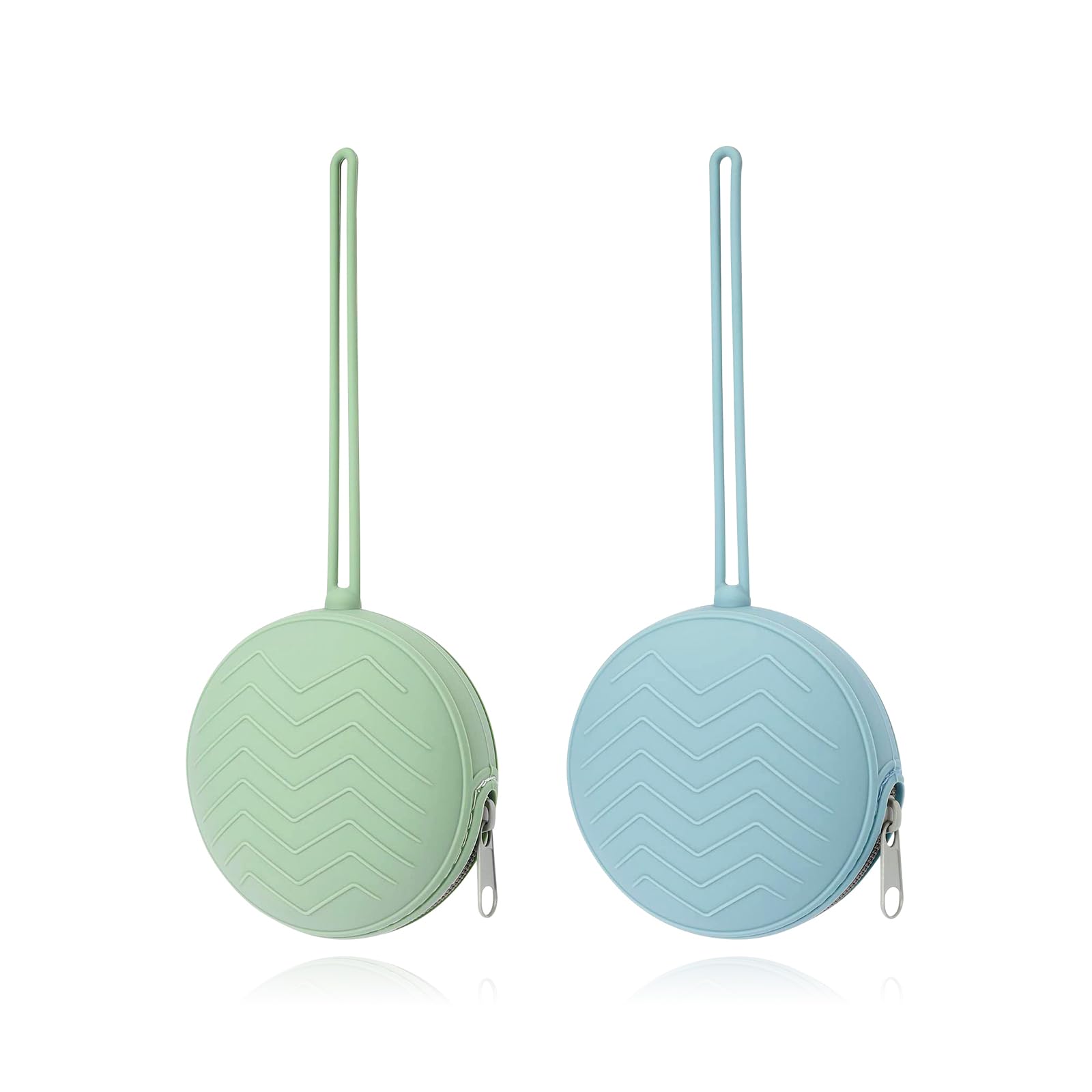 SubTack Silicone Dummy Cases Set - 2 Pack Pacifier Holder Portable Dummy Holder Cases for Soothers, Dummies 0-6 Months, Newborn Essentials - Travel-Friendly, Blue and Green