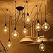 LemonBest 6 Head E27 Vintage DIY Ceiling Chandelier Light Fixtures Antique Adjustable Flush Mount Pendant Light Lamp