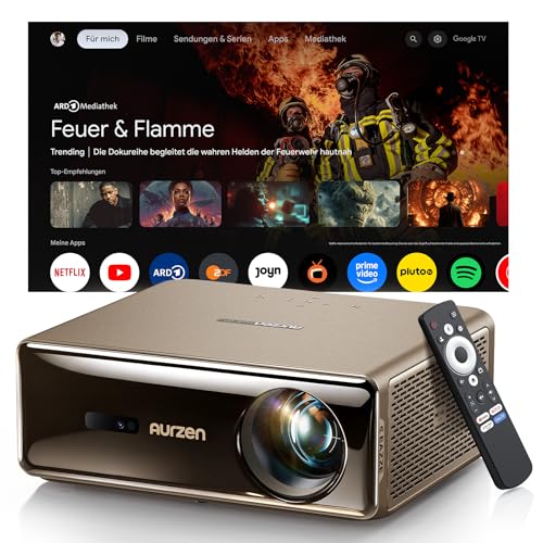 Aurzen Eazze D1 MAX Projector with Google TV 14.0 & Netflix | 4K supported, smart projector with 1000 ANSI, MEMC, 20W Dolby audio, autofocus & keystone correction, projector home cinema