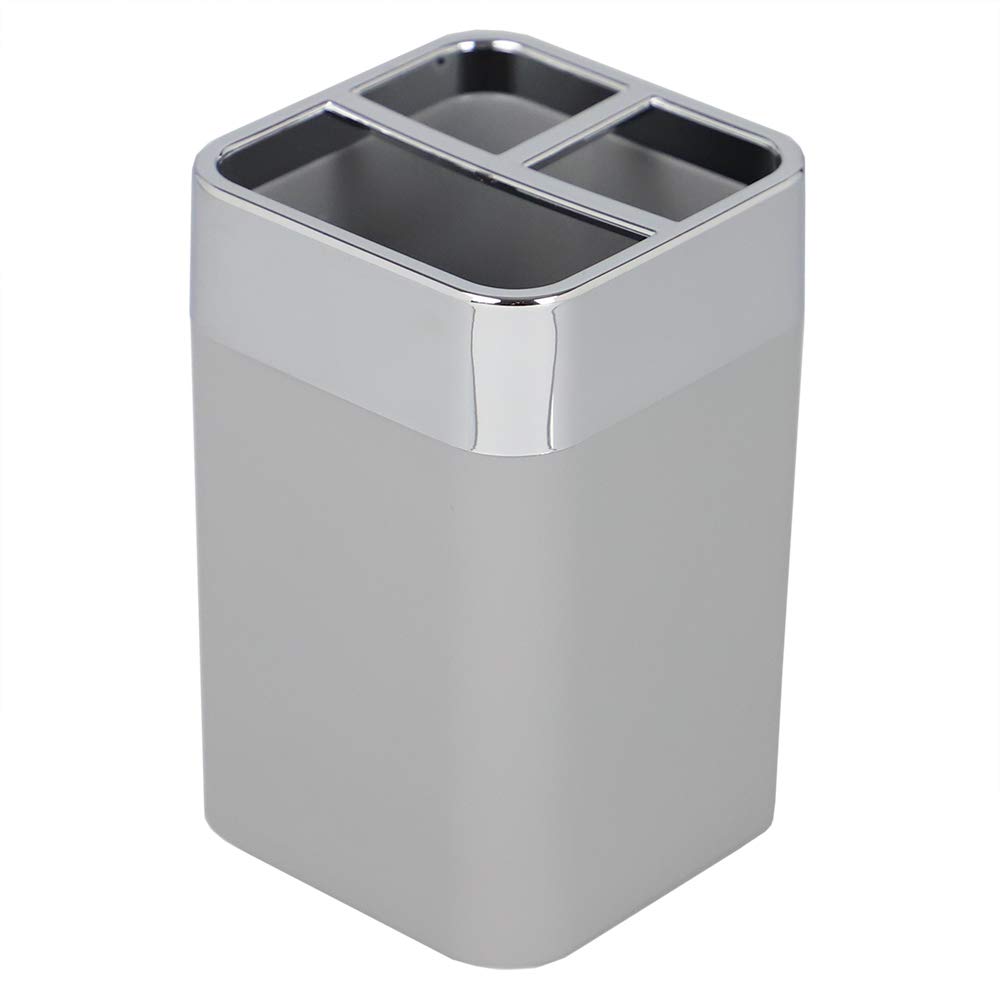 Home Basics Toothbrush Holder, ABS Plastic, Grey