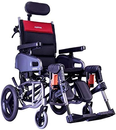 Karman VIP2 Seat Size 18" W X 18" D Tilt in Space Reclining Transport Wheelchair with Elevating Leg Rest, Free MEOS Locking Medicine Case!!