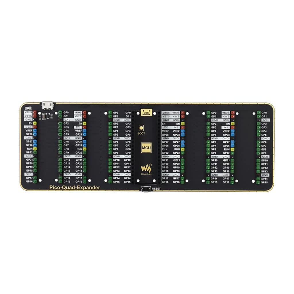 coolwell Quad GPIO Expander For Raspberry Pi Pico Board with Four Sets Of Male Headers For Directly Connecting Expansion Modules,USB Power Input Connector