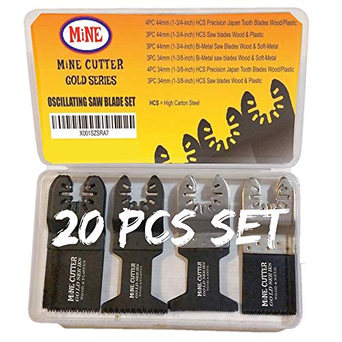 20 Oscillating Saw Blades for Quick Release Multitool: Fits Fein Multimaster Makita Milwaukee Dewalt Rockwell Hyperlock Ryobi Porter Cable Black & Decker Dremel Craftsman Ridgid Chicago Stanley Skil