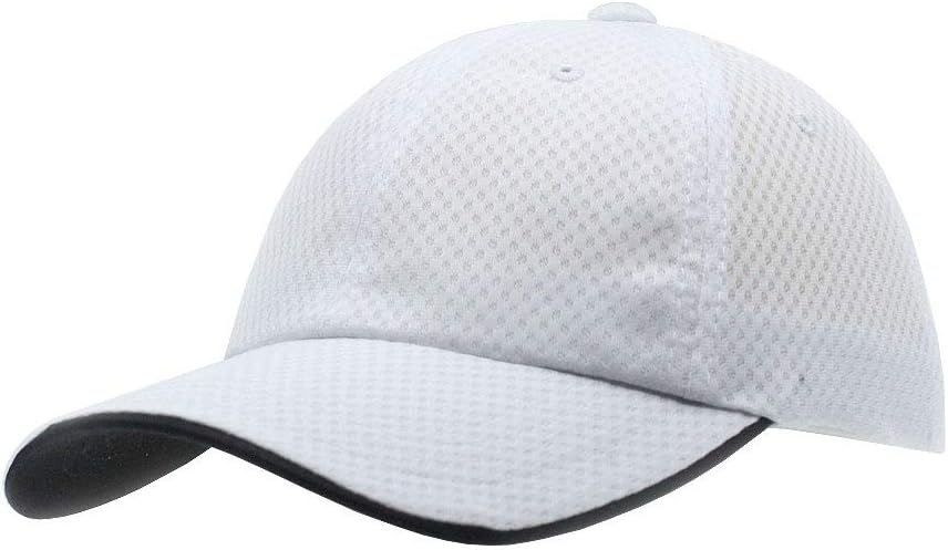 Plain Pro Cool Mesh Low Profile Adjustable Baseball Cap (Athletic Mesh White)